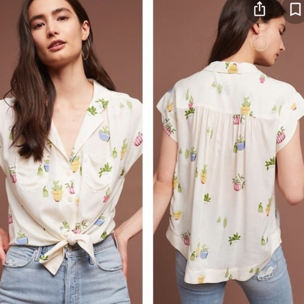 Maeve Anthropologie blouse succulent shirt